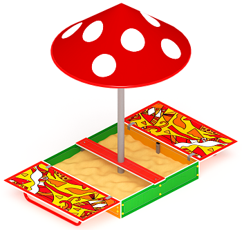 Песочница с крышкой средняя и навесом Грибок (Рыбы) - ИО 5.01.10-04