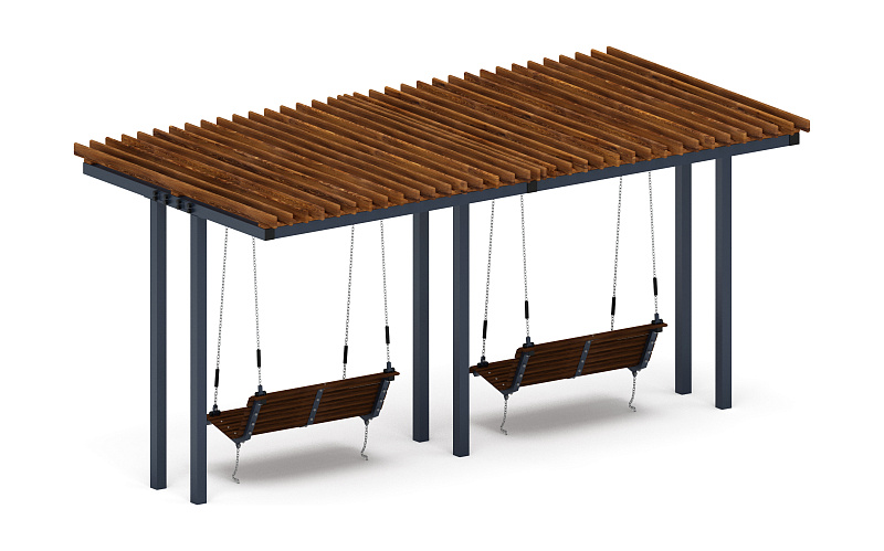 Пергола тент с качелями (прямая) - МФ 78.04.02-01.И1 /без поликарбоната/