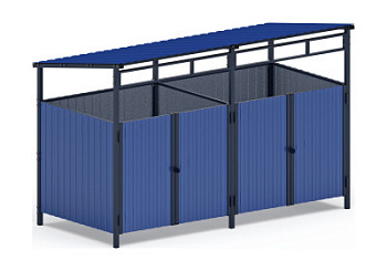 Навес контейнерной площадки для мусора (синий) (2 секции) МФ 55.02.02-03