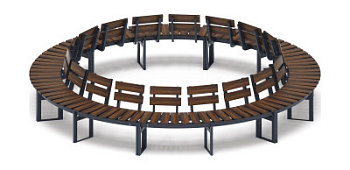 Модульная скамья радиальная (темный дуб) МФ 42.01.27