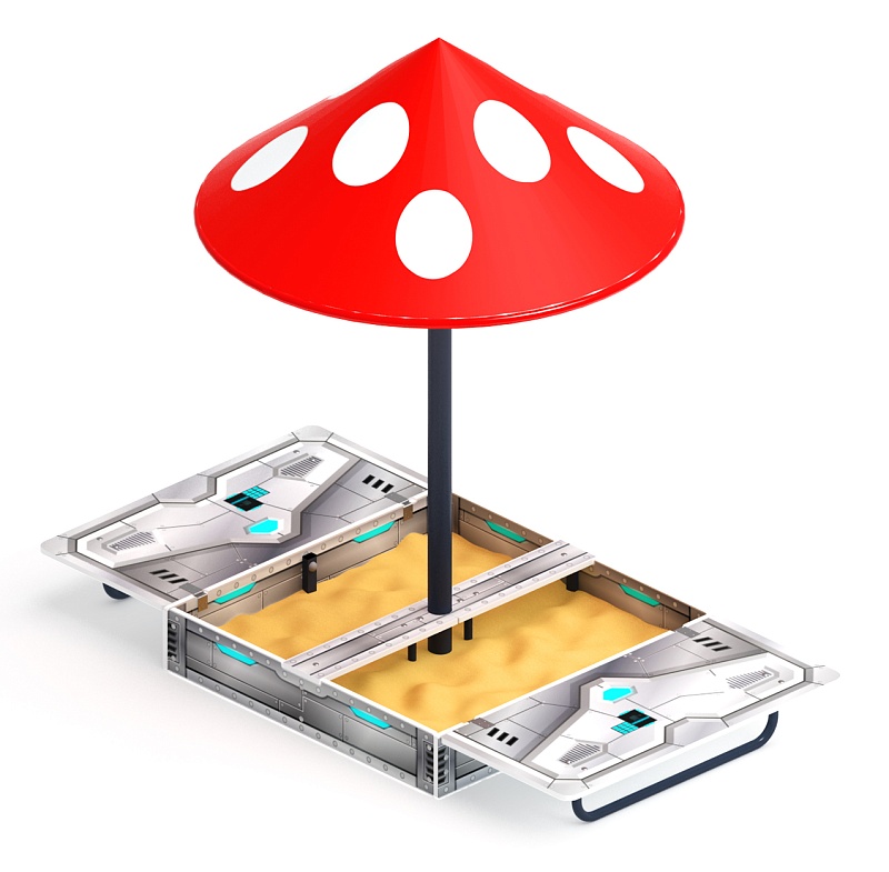 Песочница с крышкой средняя и навесом Грибок (Техно) - ИО 5.01.10-10