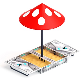 Песочница с крышкой средняя и навесом Грибок (Техно) - ИО 5.01.10-10