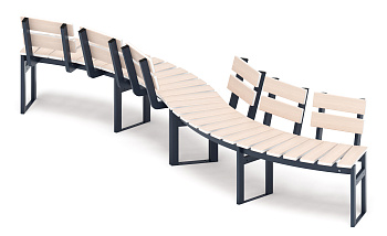 Модульная скамья радиальная (беленый дуб) МФ 42.01.23-01