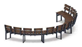 Модульная скамья радиальная (темный дуб) МФ 42.01.25