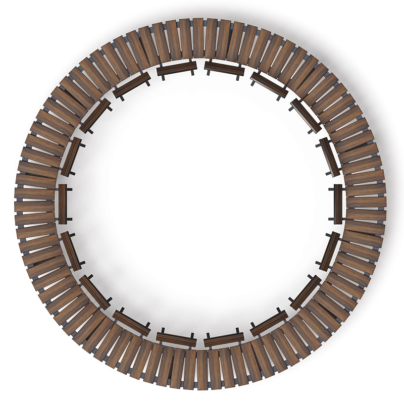 Модульная скамья радиальная (темный дуб) МФ 42.01.27