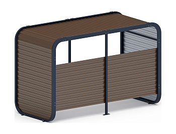 Навес контейнерной площадки для мусора (коричневый) (2 секции) (под анкера) МФ 55.01.02-02