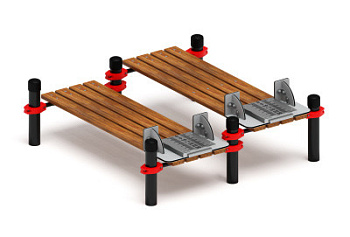 Воркаут 108. Гимнастическая скамья двойная из наклона положения сидя с линейкой (красный) ВТ 02.11-01