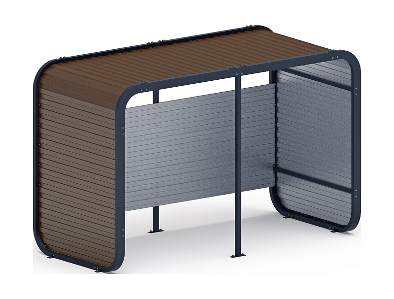 Навес контейнерной площадки для мусора (коричневый) (2 секции) (под анкера) МФ 55.01.02-02