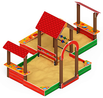 Песочный дворик двойной большой с навесом Домик (Ракушки) - ИО 6.01.03-01