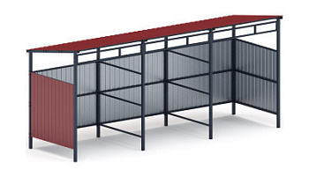 Навес контейнерной площадки для мусора (3 секции) МФ 55.02.03.3-04