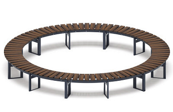 Модульная скамья радиальная (темный дуб) МФ 42.01.26