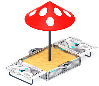 Песочница с крышкой средняя и навесом Грибок (Техно) - ИО 5.01.10-09