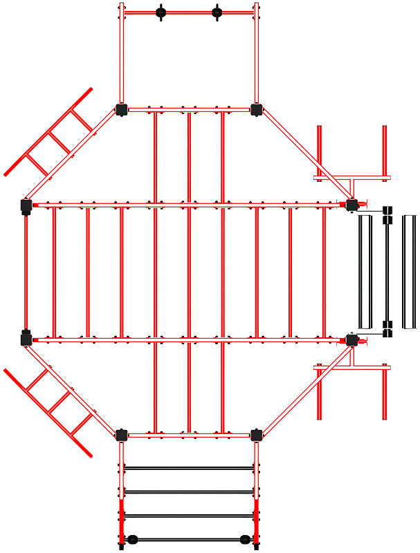 Многофункциональный спортивный комплекс (красный) МК 100.01-01