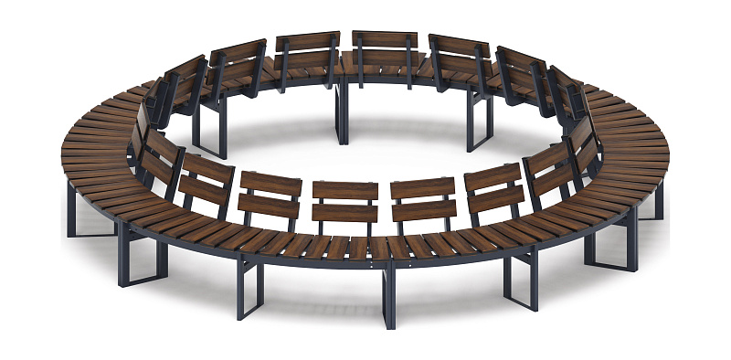 Модульная скамья радиальная (темный дуб) МФ 42.01.27