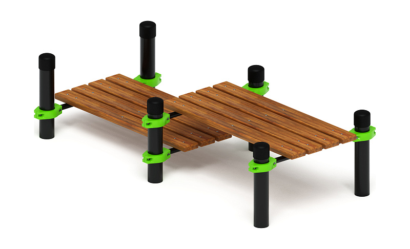 Воркаут 89. Гимнастическая скамья двойная разноуровневая (зеленый) ВТ 01.01-02