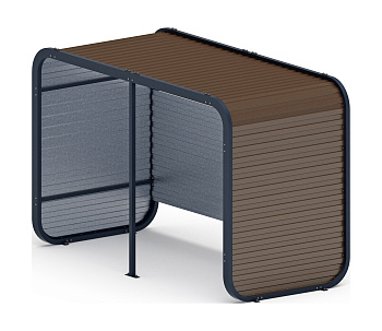 Навес контейнерной площадки для мусора (коричневый) (2 секции) (под анкера) МФ 55.01.02-02