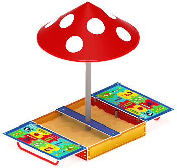 Песочница с крышкой средняя и навесом Грибок (Арифметика) - ИО 5.01.10-03