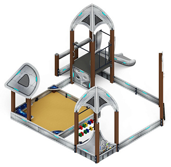 Песочный дворик с горкой Космопорт (Серый) - ИО 6.14.01-01 H=750