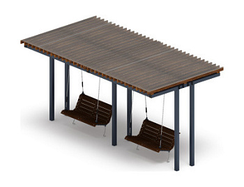 Пергола тент с качелями (прямая) - МФ 78.04.02-И1 /с поликарбонатом/