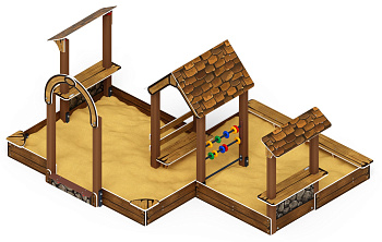 Песочный дворик двойной большой с навесом Домик (Коричневый) - ИО 6.01.03-02