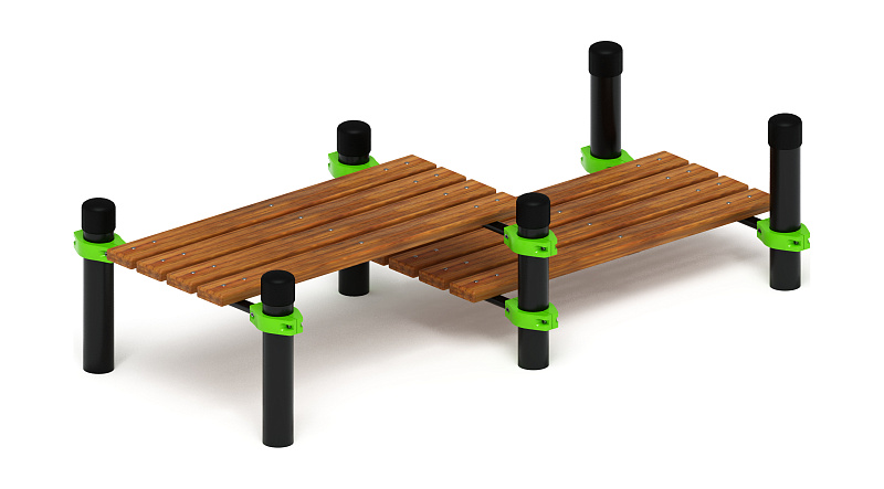 Воркаут 89. Гимнастическая скамья двойная разноуровневая (зеленый) ВТ 01.01-02