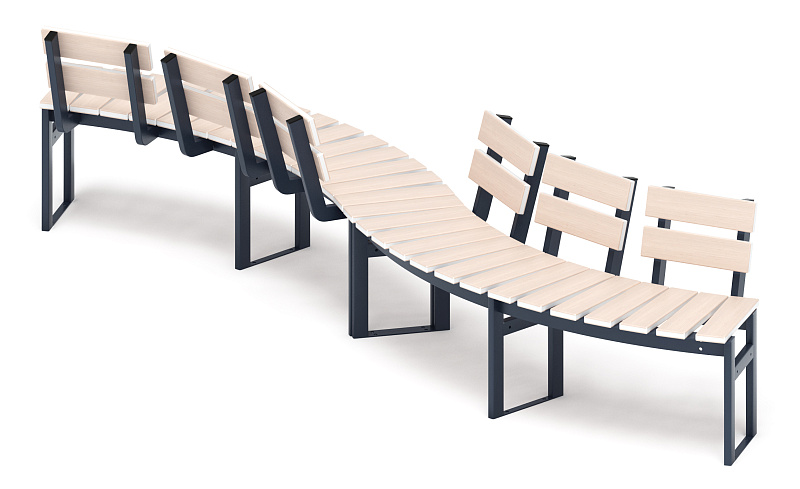 Модульная скамья радиальная (беленый дуб) МФ 42.01.23-01