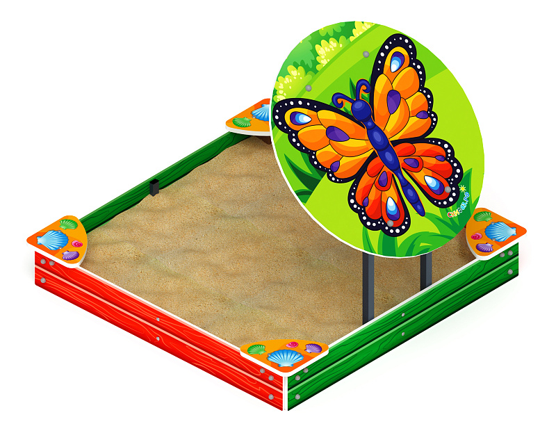 Песочница средняя с навесом Бабочка (Ракушки) - ИО 5.01.09-02