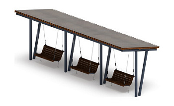 Пергола тент с качелями (наклоная) - МФ 78.03.03-И1 /с поликарбонатом/