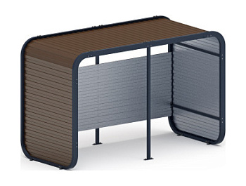 Навес контейнерной площадки для мусора (коричневый) (2 секции) (под анкера) МФ 55.01.02-02